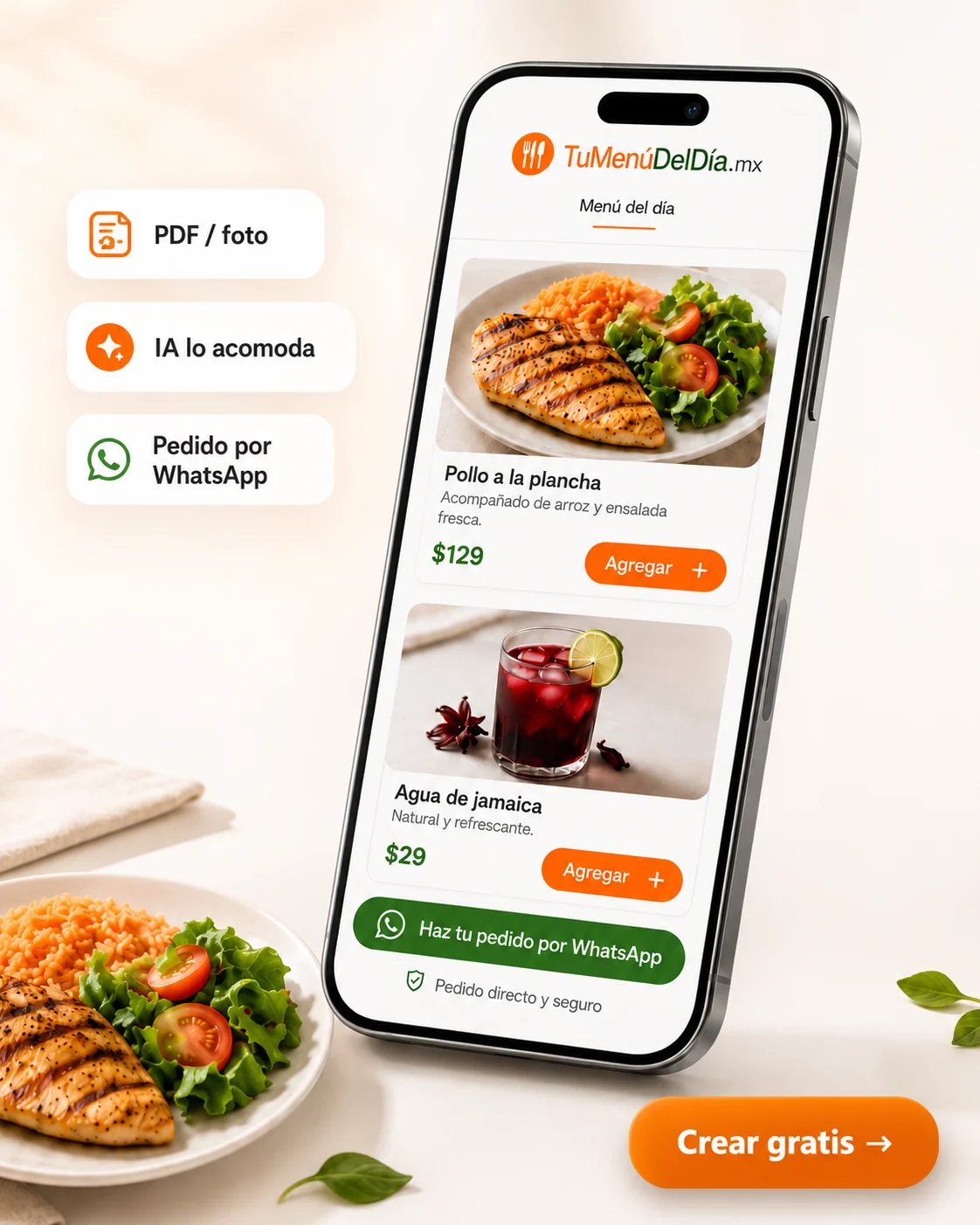 Menú digital gratis para recibir pedidos por WhatsApp
